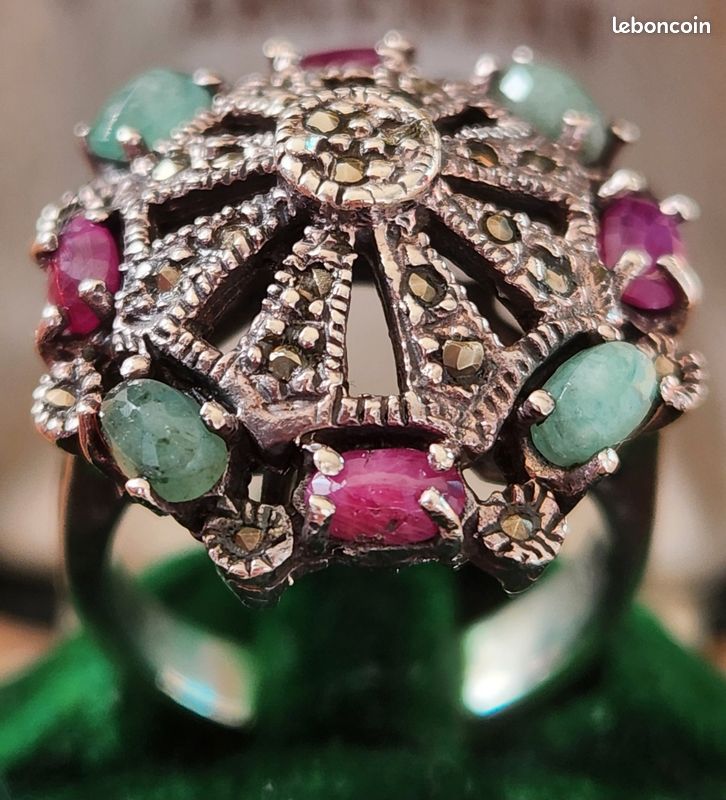 Bague Vintage En Argent Massif 925 - Taille 59, Couleur Argenté, Occasion
