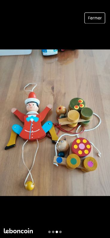 Jouet en bois Pinocchio et escargots (image 3)