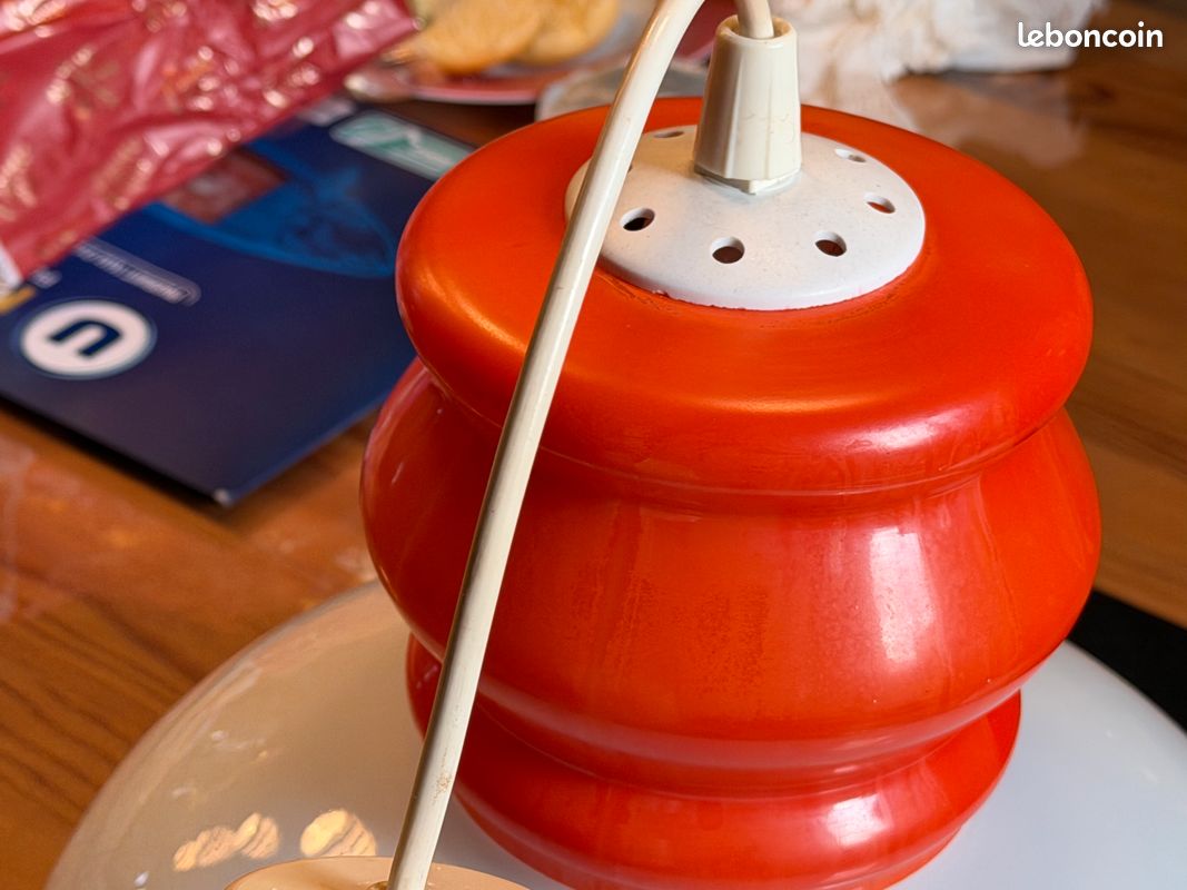 Lustre en opaline blanc et orange vintage (image 11)