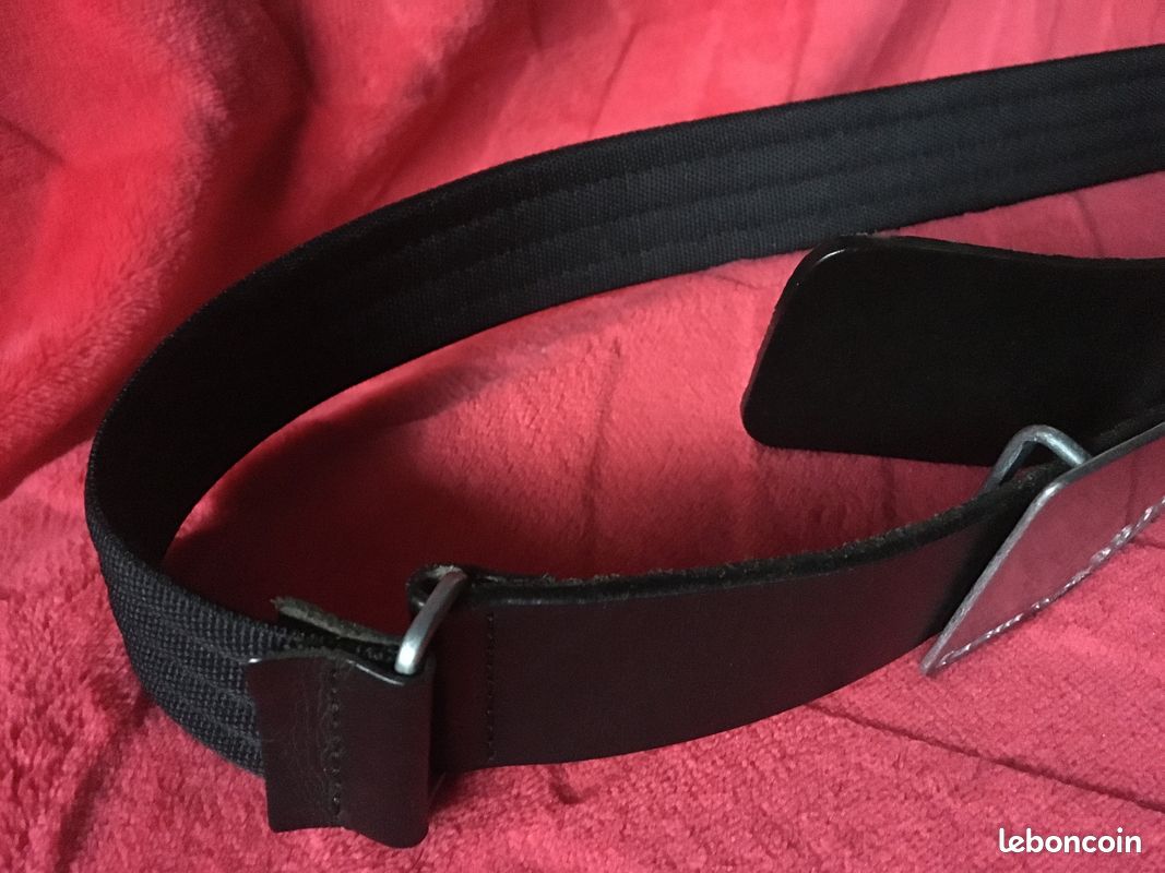 Belle ceinture vrai cuir noir et toile AEM'KEI pour homme (image 9)