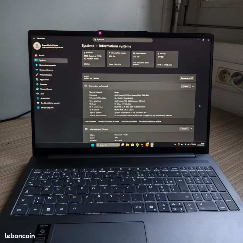 Lenovo IdeaPad Slim 5 16 pouces – 32Go RAM – SSD 512Go – Ryzen 7 AI 350 (image 2)