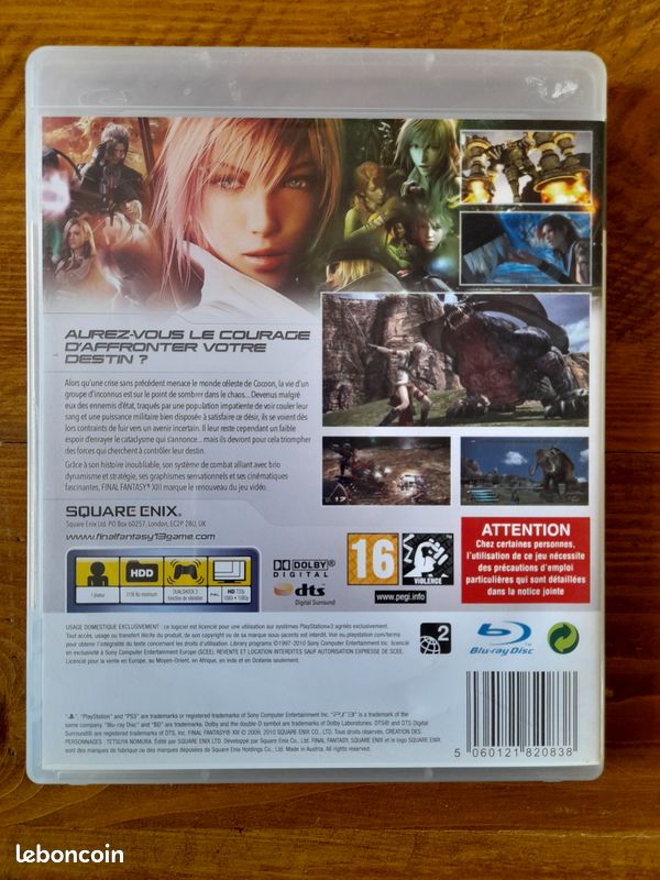 Jeu Final Fantasy XIII Pour PlayStation 3 - Complet Avec Boîte Et Notice, Très Bon état, édition Française