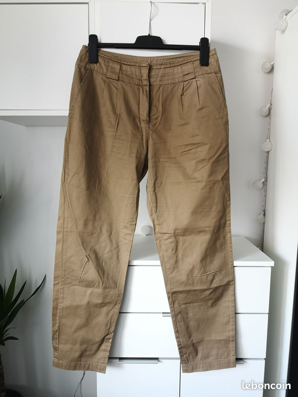 Pantalon taille haute marron glacé Promod 40 (image 1)