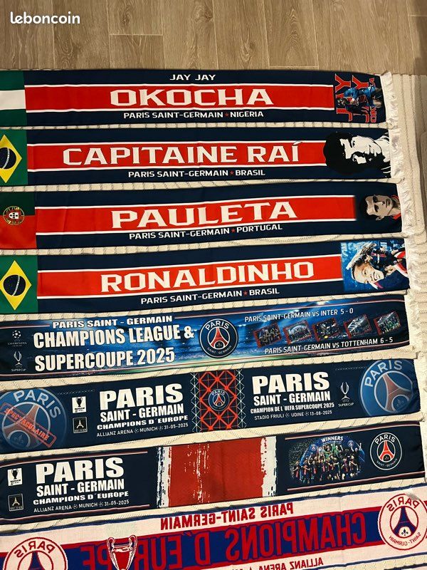Écharpe PSG Marseille Multicolore – Satin De Soie, Unisexe, Fabriquée En France