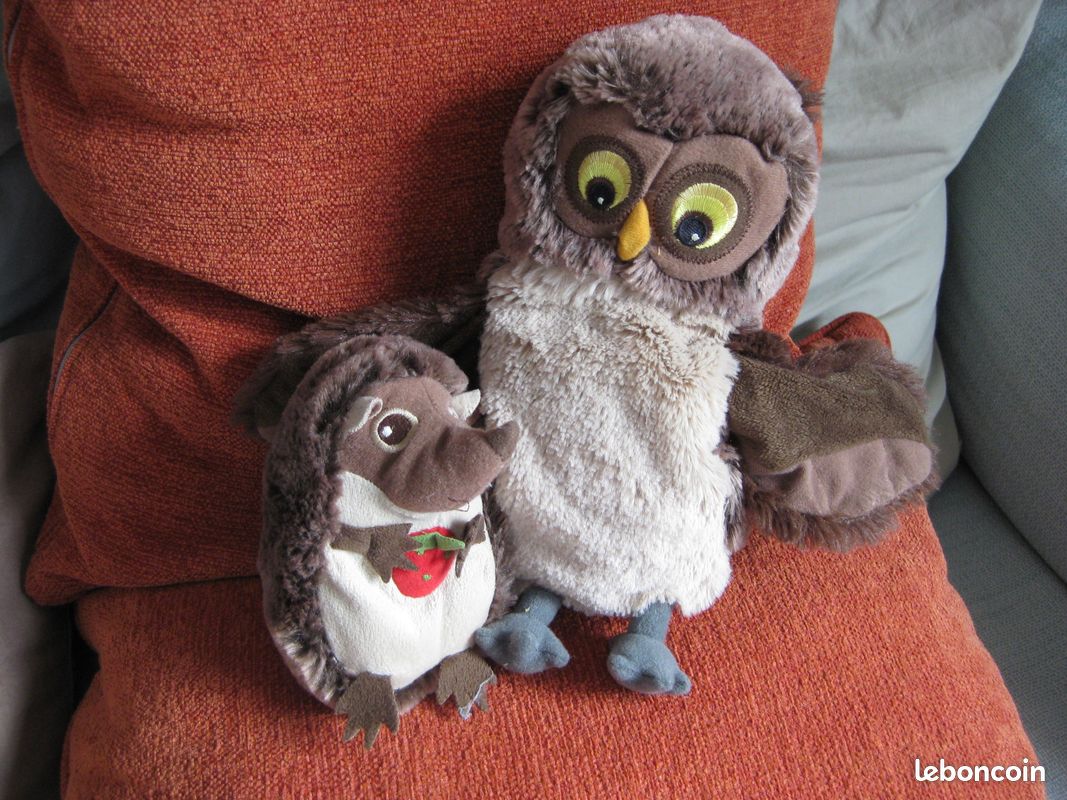 Peluches hibou et hérisson Jeux Jouets