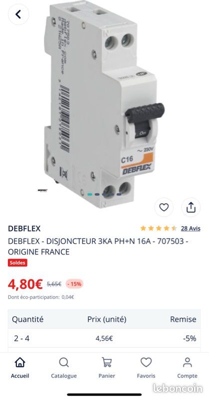 Lot De 5 Disjoncteurs Siemens Phase + Neutre 10A - Protection Électrique Fiable