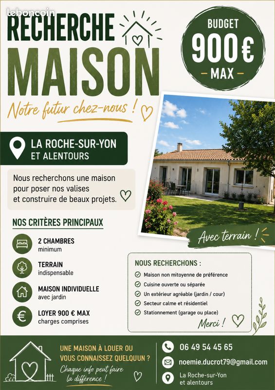 Maison 3 pièces 80 m² · à La Roche-sur-Yon · 80 m² · 900 €