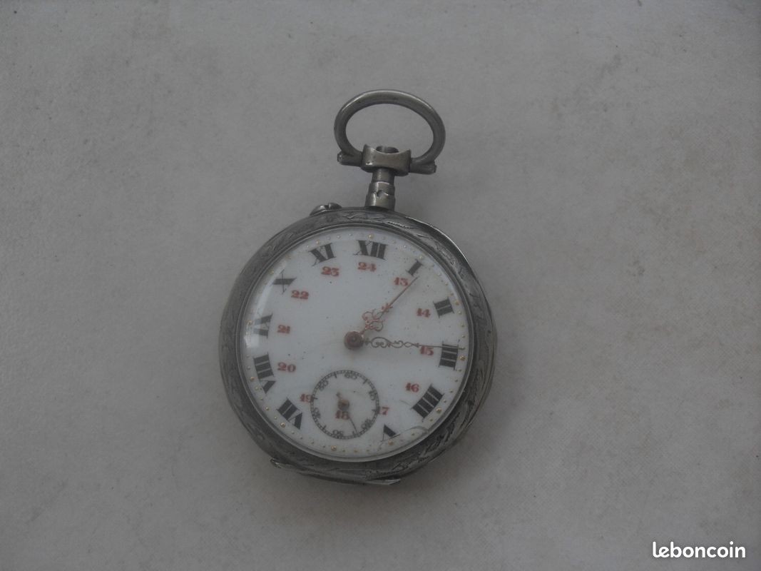 Montre De Poche Ancienne En Argent - Modèle Vintage Femme - Occasion (État à Vérifier)