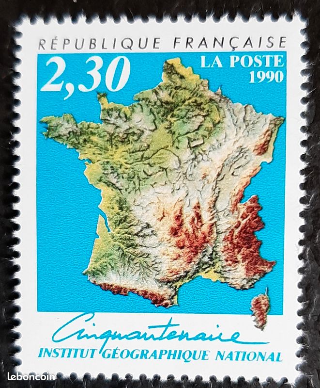 Timbre N° 2662 - Cinquantenaire de l'institut géographique national - 1990 (image 1)
