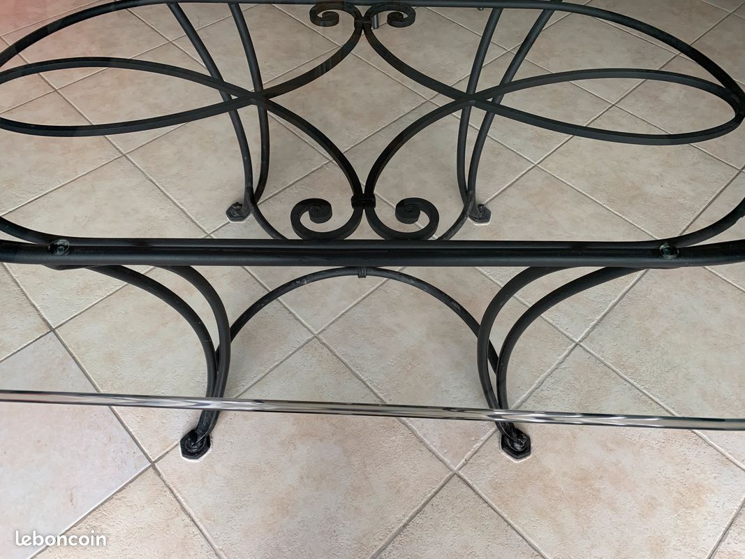 Table fer forgé support verre (image 3)