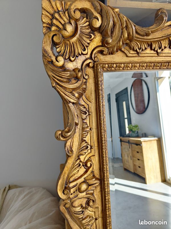 Très grand miroir baroque 120cm par 148 cm couleur or bronze patiné (image 2)