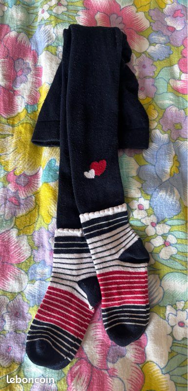 Collant effet 2 en 1 chaussettes bébé fille taille 23 terre de marins (image 1)