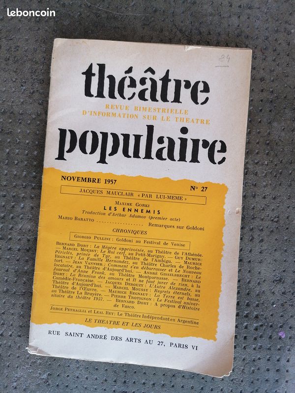 Théâtre populaire, revue bimestriel n°27 de 1957 (image 1)