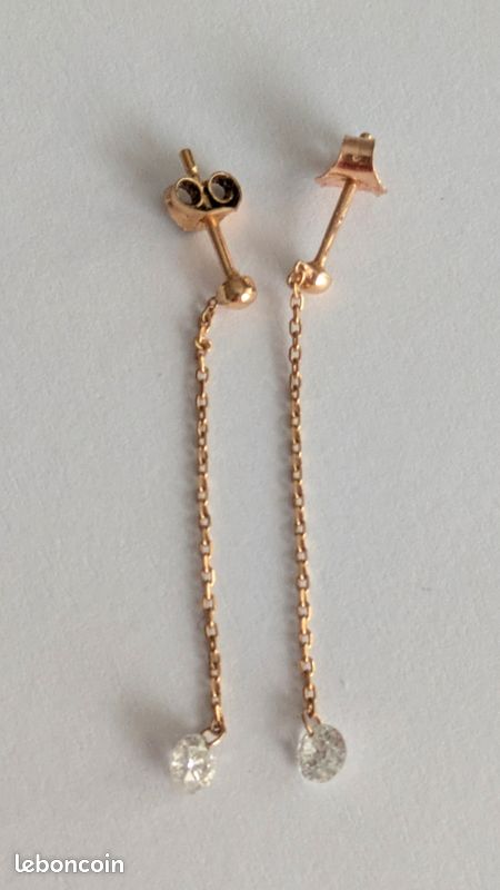 Boucles D'oreilles En Or Rose 18 Carats Serties De Diamants - Neuf Avec étiquettes Et écrin
