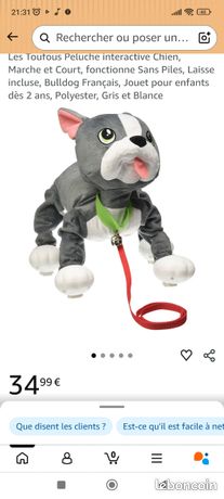 Les Toufous, Peluche interactive Chien, Marche & Court, fonctionne Sans Piles, Laisse incluse, Chien Marron, Jouet pour enfants dès 2 ans, PEP003