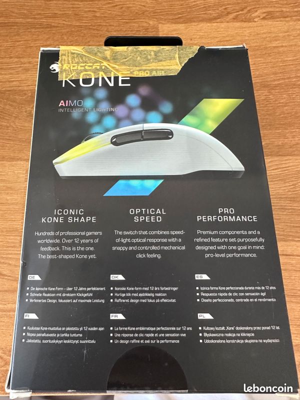 Souris Gaming Sans Fil Roccat Kone Pro Air Blanche – 19 000 DPI (image 2)