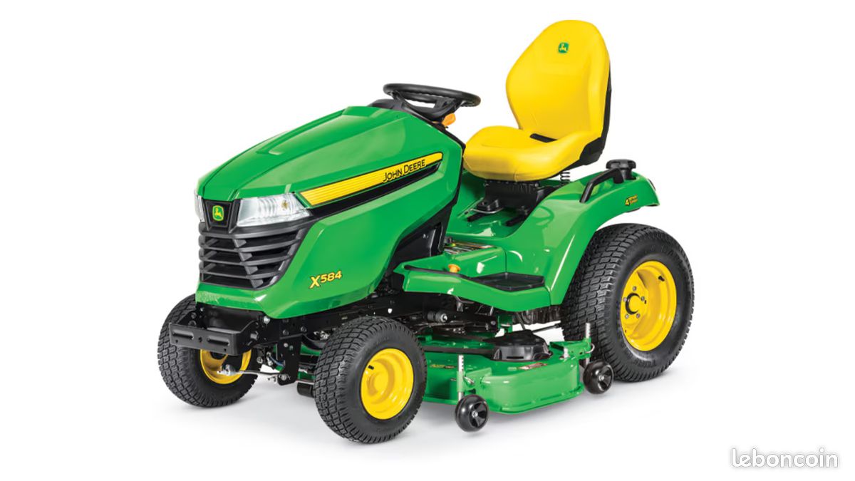 TONDEUSE AUTOPORTEE JOHN DEERE X584 + bac de ramassage a deux compartiments (image 1)