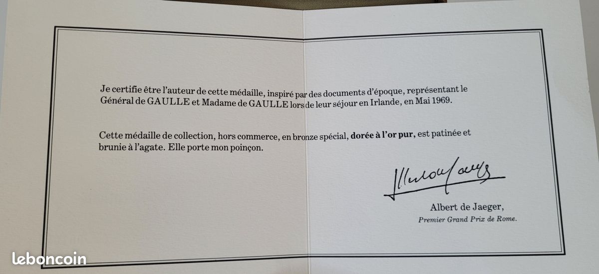 Médaille Vermeil Général De Gaulle - Le Départ 28 Avril 1969 - Franklin (1990)