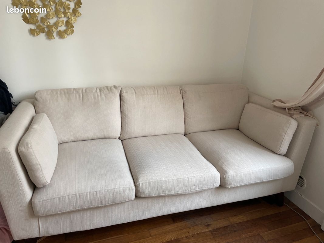 Canape en lin beige (image 1)