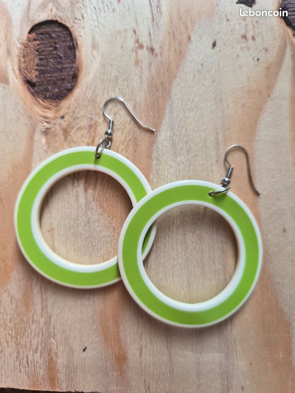 Boucles d'oreilles créoles Pop Art 🌈 Style Vintage 60s (image 8)