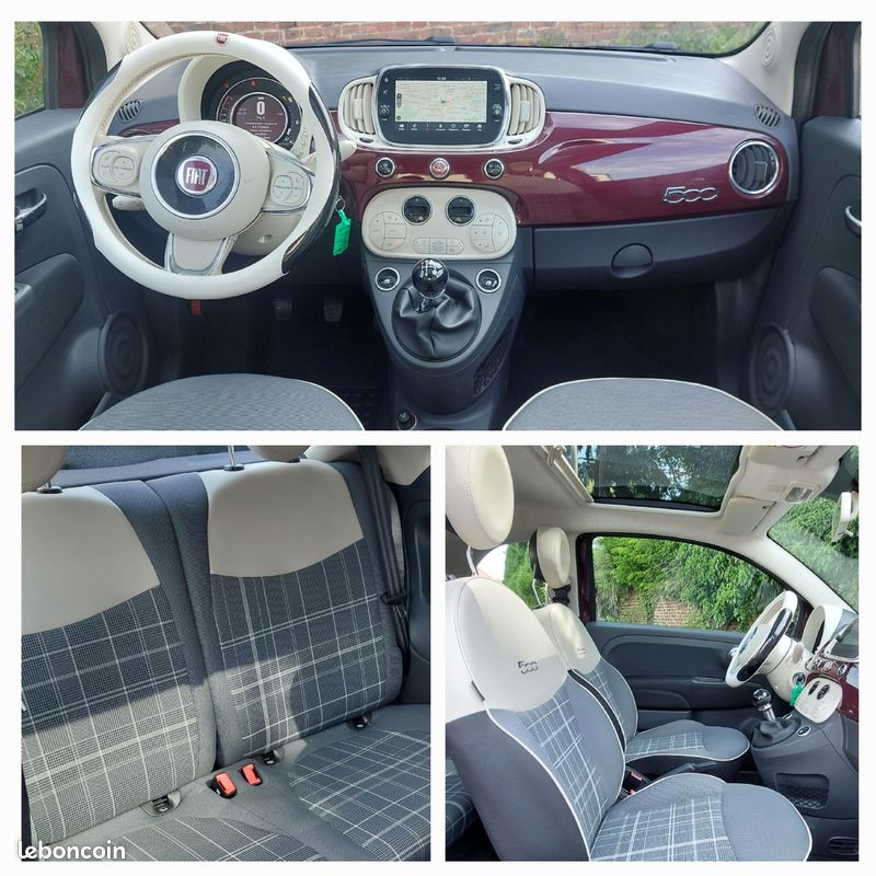 FIAT 500 1.2 i 69 Cv SERIE LOUNGE CLIM-JA-CITY-S&S-TOIT PANO-RAD-BLU-GPS-CARPLAY-LIM-SEMI CUIR (image 5)