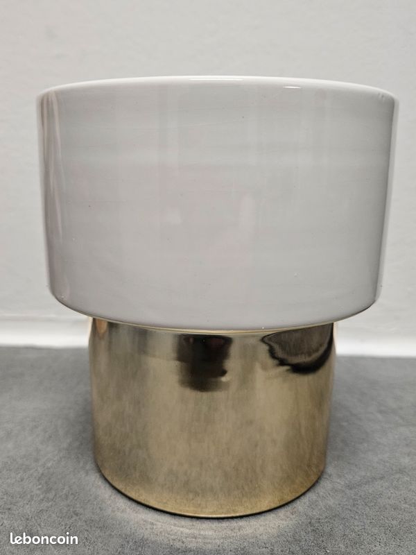 Joli cache pot blanc et or pour fleurs ou orchidée 🌸 (image 1)
