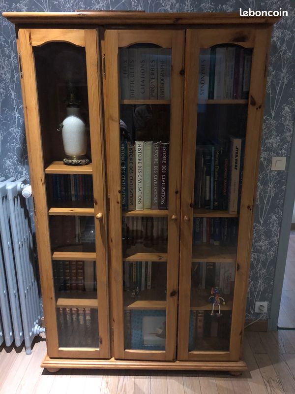 Bibliothèque pin massif - 3 portes (image 2)