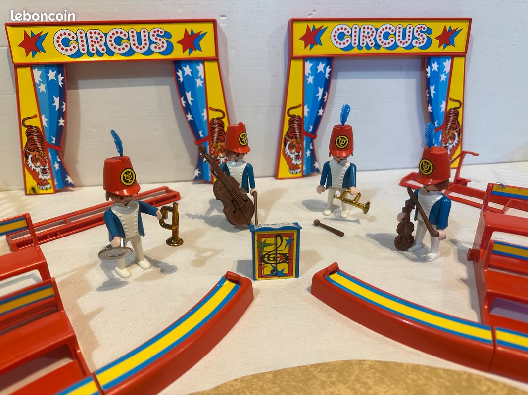 PLAYMOBIL vintage city cirque lot jongleurs clown dresseur chiens podium 3513 #2