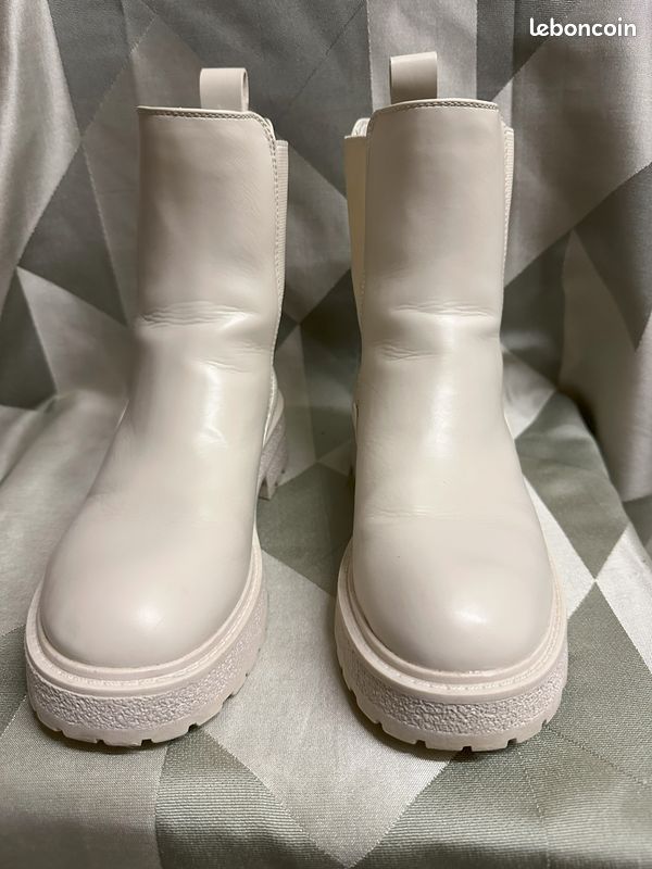 Botte Blanche Bottes Semelles Track Bottines Blanches à Semelle