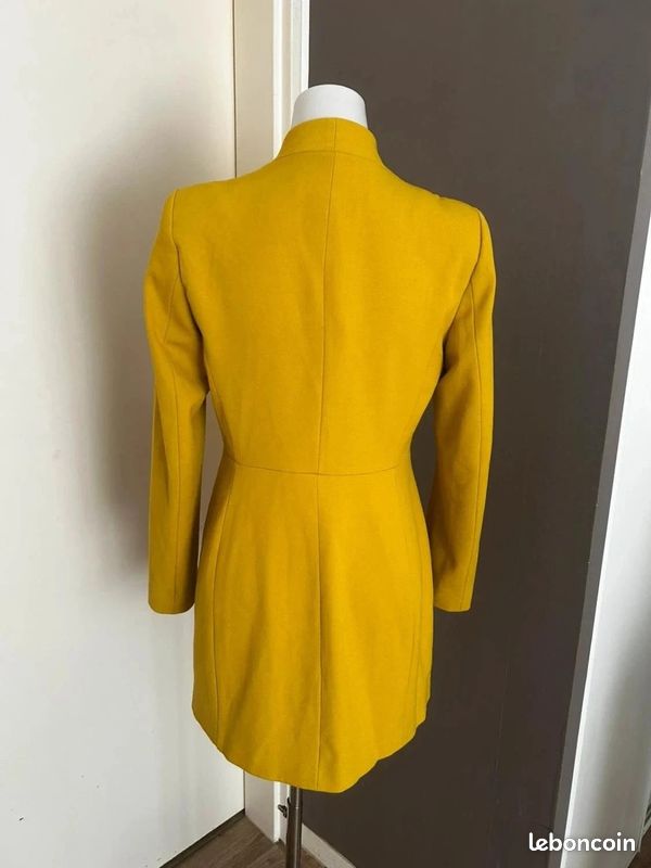 Blazer Long veste Zara Basic Jaune Moutarde Taille M 38 Élégant & Structuré (image 7)