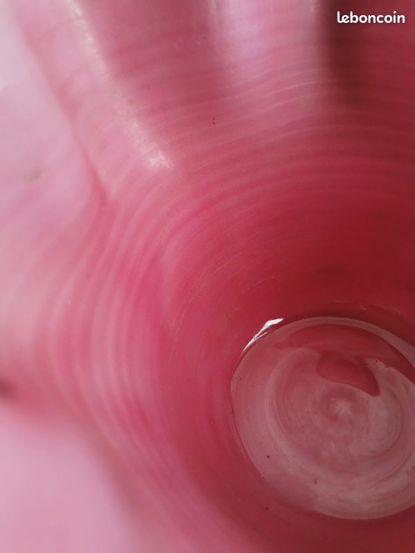 Vintage cache pot Vallauris style boudoir 50's faïence vernissé rose fushia & noir (image 15)