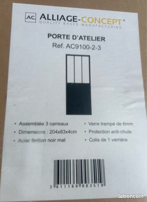 Porte atelier verrière alliage concept neuve emballée (image 2)
