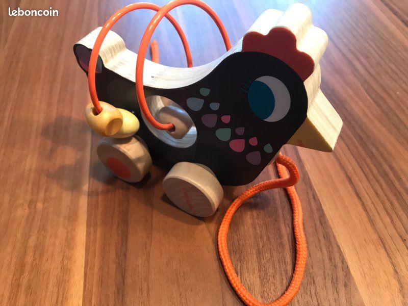 Jeu d’Eveil - Poule en bois à balader (image 1)