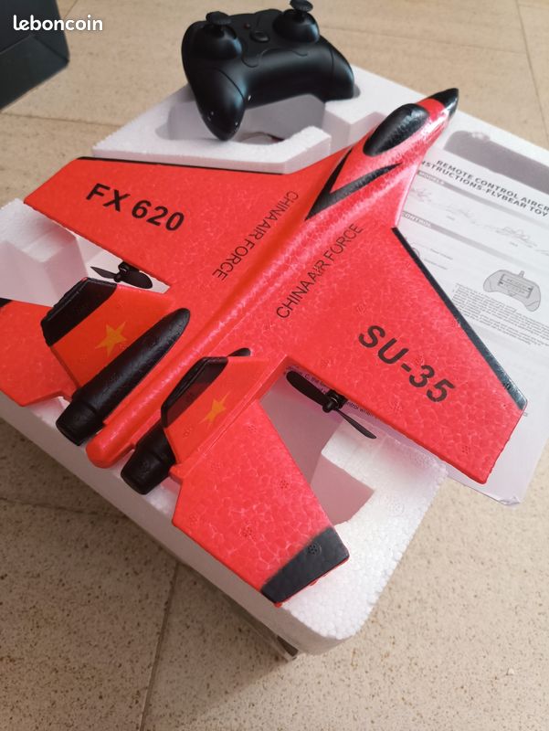 Avion De Chasse Radiocommandé En Mousse Léger Lumineux - Rouge - Cadeau Enfants Adultes 14+