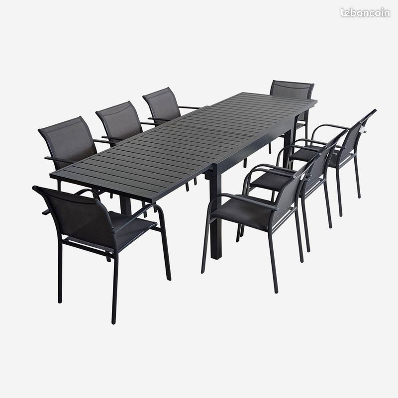 Table de jardin extensible 2m30 à 3m et 12 chaises de jardin (image 1)