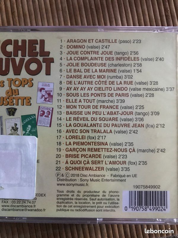 Michel pruvot cd album les tops du musette vol2 NEUF (image 2)
