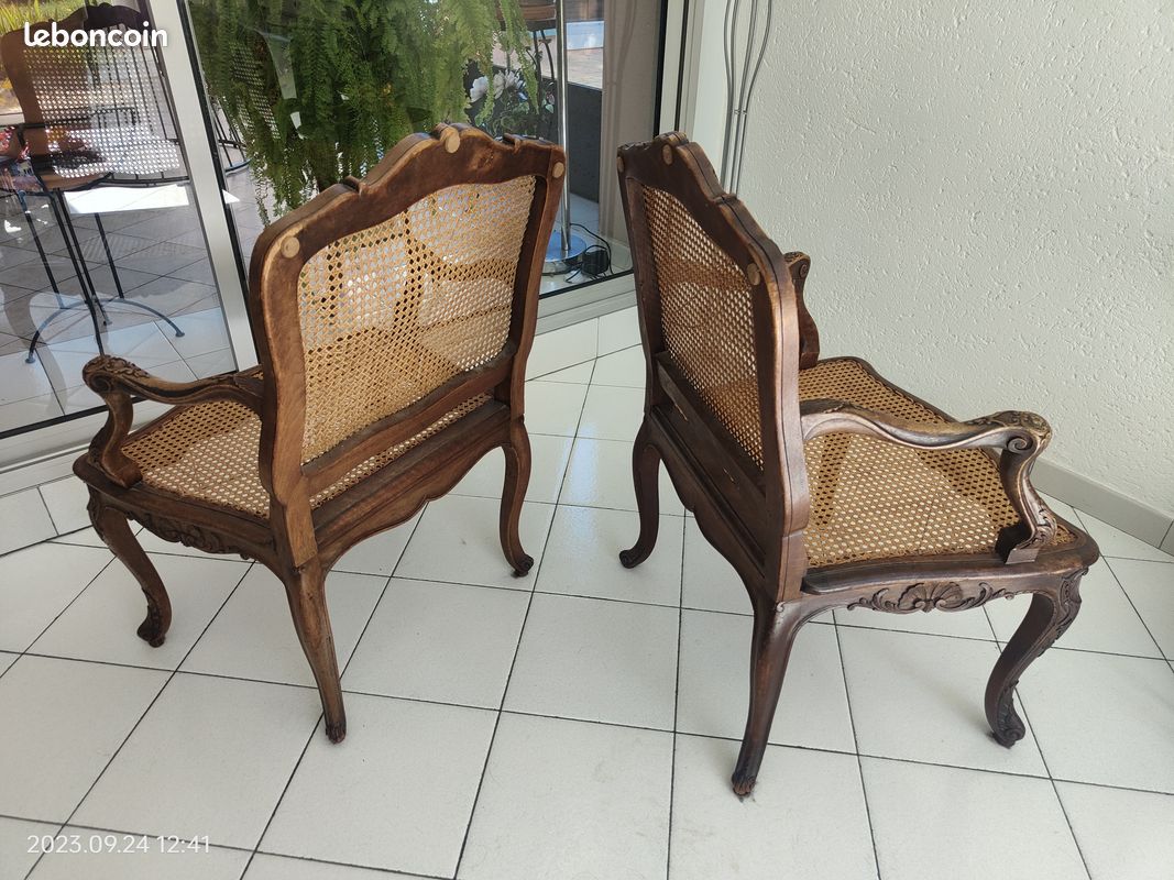 Lot de 2 fauteuils régence cannés début 19eme (image 7)