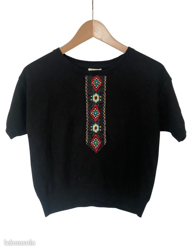 Pull noir brodé style folk / boho – Forever 21 – Taille M (image 6)