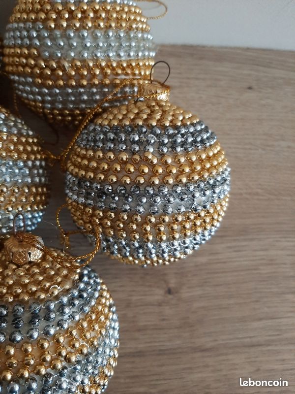 Lot de 6 boules grises et dorées (image 3)