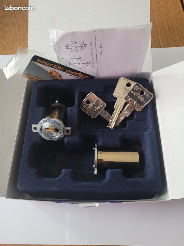 Cylindre De Serrure Medeco M3 Mortaise - Laiton Finition 26d - Neuf Avec 2 Clés