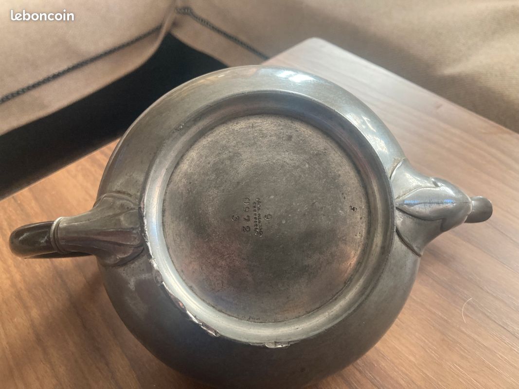 ACHAT IMMEDIAT Cafetière Théière Verseuse SHEFFIELD Thomasotle Etain Anglais Ancien Prix Fixe 167379532
