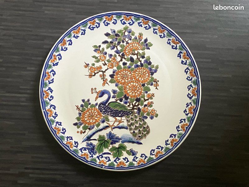 Vendu Service Gien Décor Delft au paon peint main (image 2)