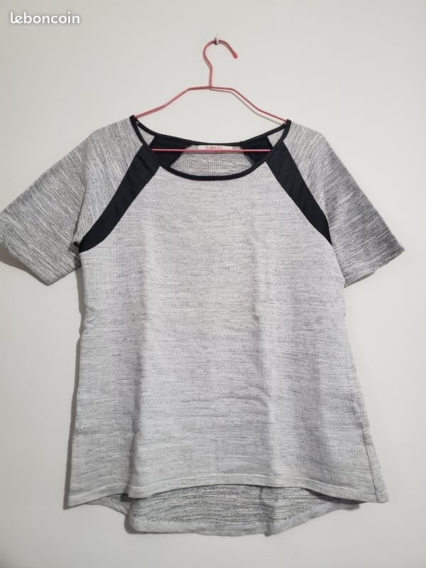 Hait manches 3/4 simili cuir noir (image 1)