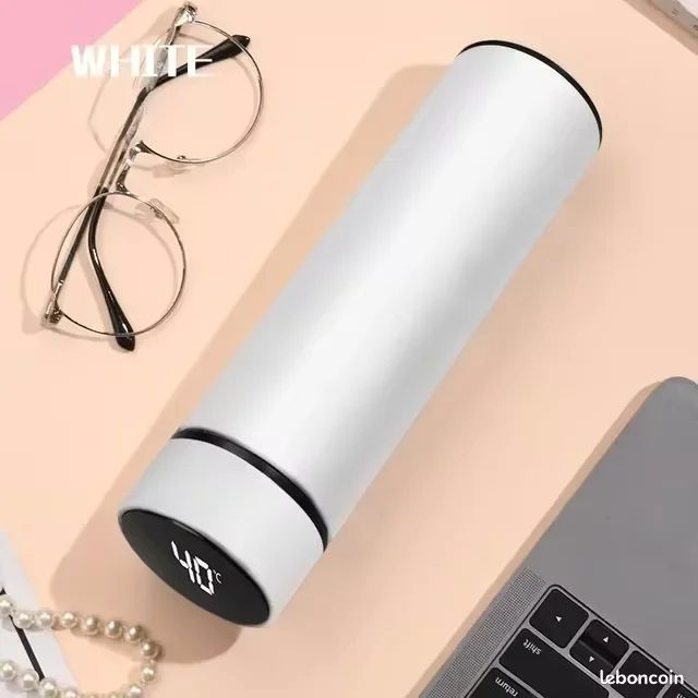 Gourde Isotherme Thermos 500ml Avec Affichage LED De Température - Blanc