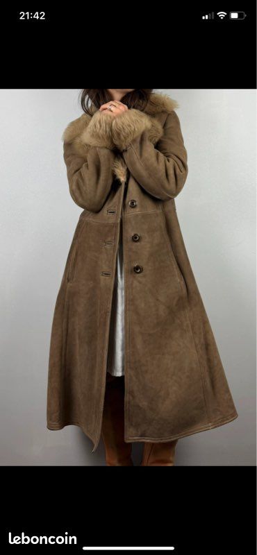 Manteau Femme Long Style Années 70 – Aspect Daim Avec Fourrure Synthétique, Chic Et Chaud Pour L’hiver