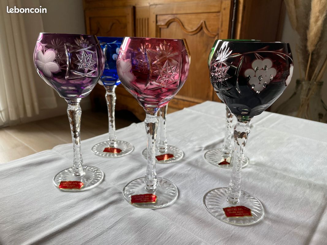 Verre à Vin Violet Catherine – Cristal Au Plomb >24%, Verrerie Vintage