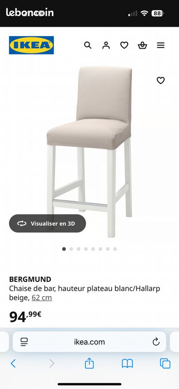 Lot de 2 chaises de bar IKEA (image 2)