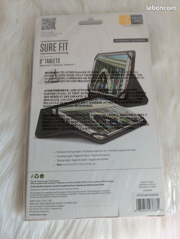 Housse tablette 8" Case Logic Sure Fit bleu canard/orange neuve (image 3)