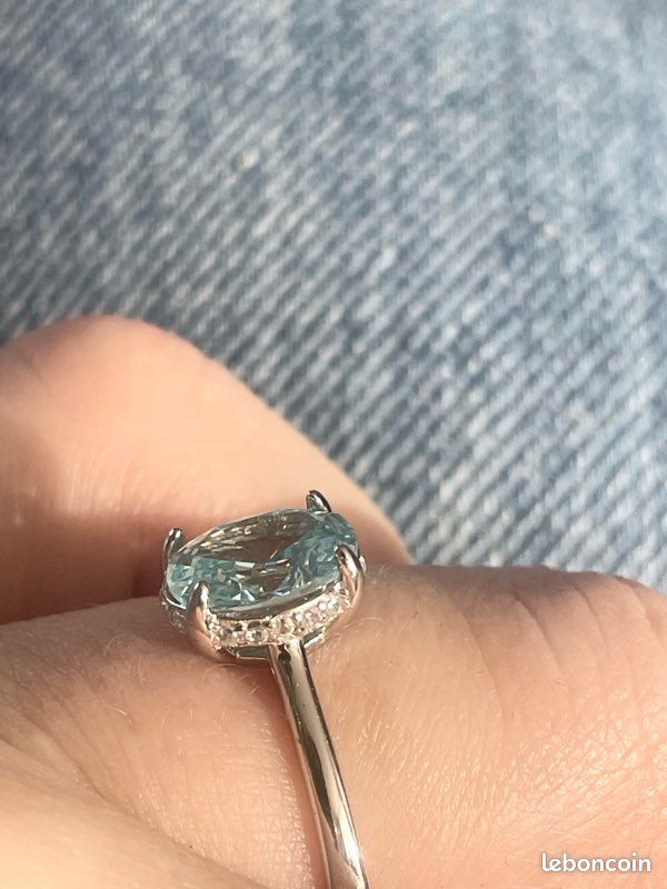 Bague En Argent 925 Pour Femme - Taille 54 - Avec Pierres Type Zirconium - Occasion