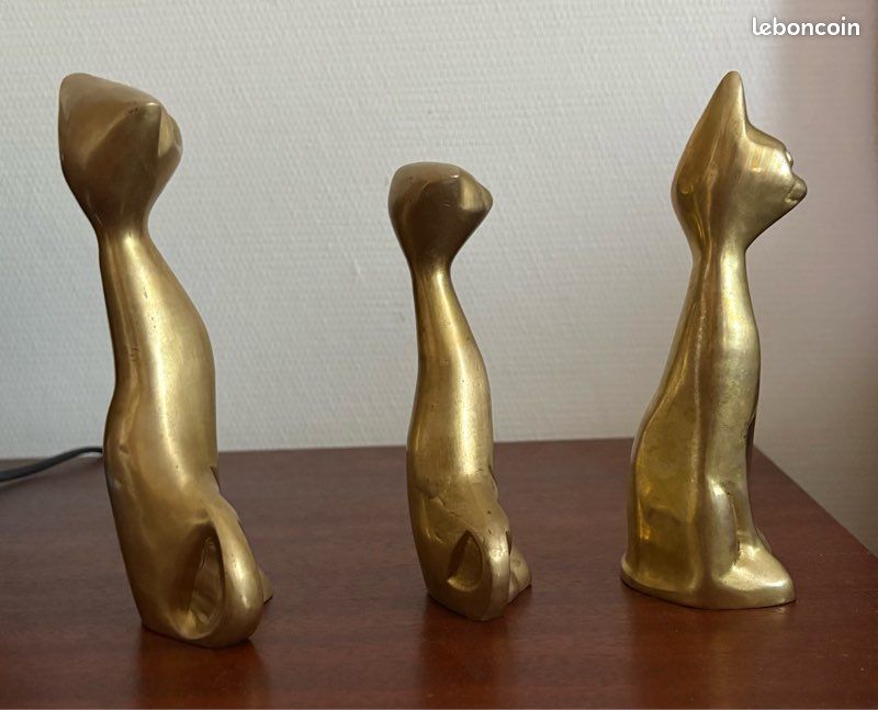 Figurines de chats en laiton vintage (image 4)